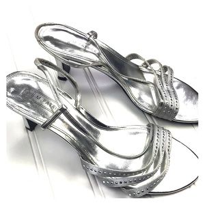 M. Patrick Silver Heels with rhinestones size 8